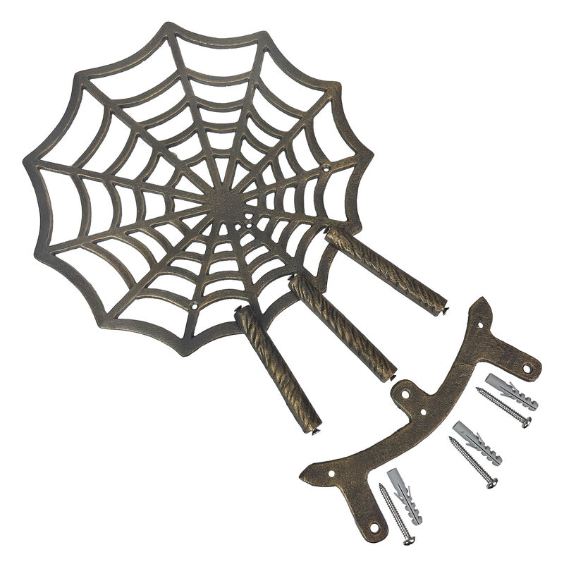 Spider Web XL Cast Iron Hose Holder, Bronze Outdoor Wall Mount image number 6