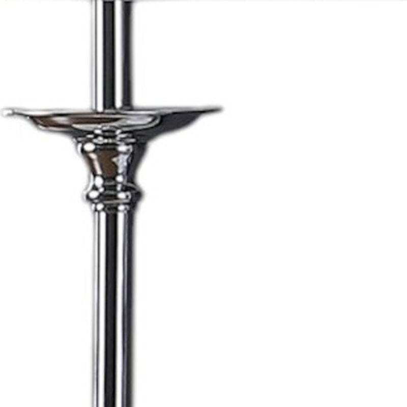 HomeRoots 26" Silver Metal And Faux Crystal Table Lamp With White Cylinder Shade image number 3