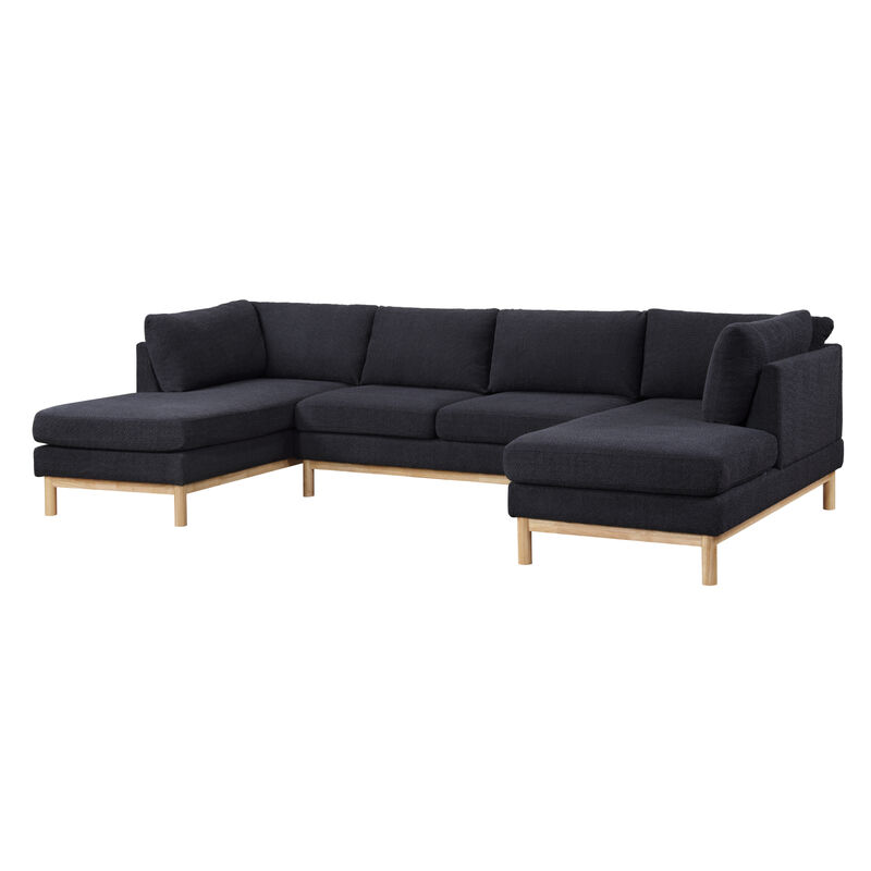 Streamdale Hallie Black Sherpa 124'' Wide Double Chaise U-Shape Sectional Sofa image number 0