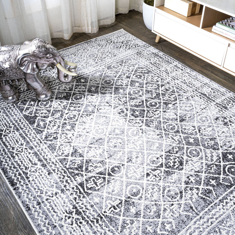 Iften Moroccan Geometric Distressed Area Rug