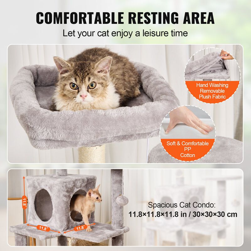 Multi-Level Cat Tower with Cat Condos and Sisal Posts for Scratching and Climbing