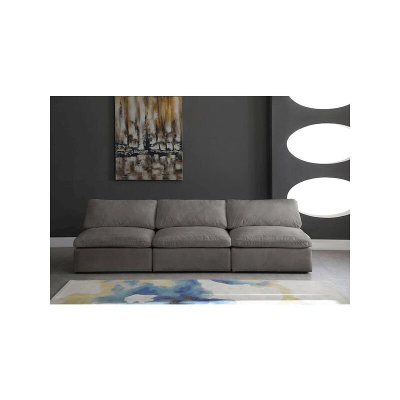 Meridian Furniture Cozy Grey Velvet Comfort Modular Armless Sofa