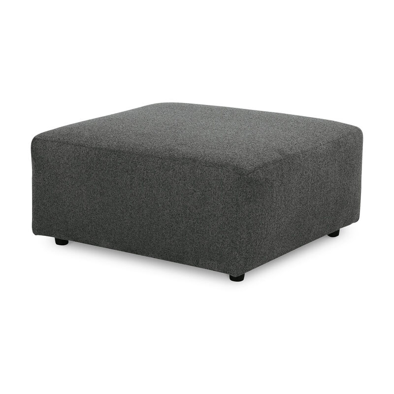 Felo Square Accent Ottoman, 39 Inch, Dark Gray Polyester Cushioned