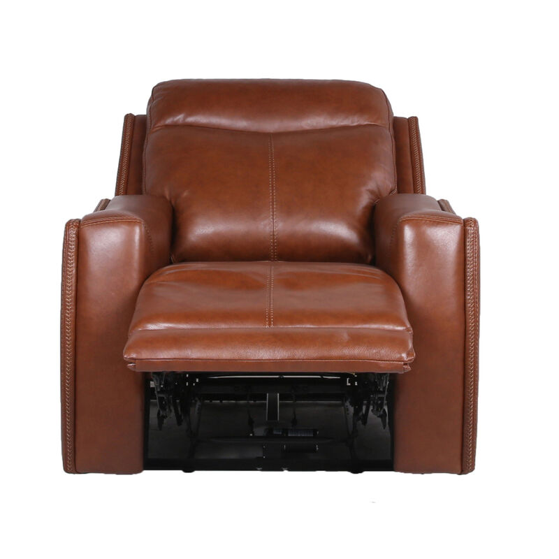 Contemporary Leather Recliner - Top-Grain Seating, Power Headrest, Power Footrest, USB Charging