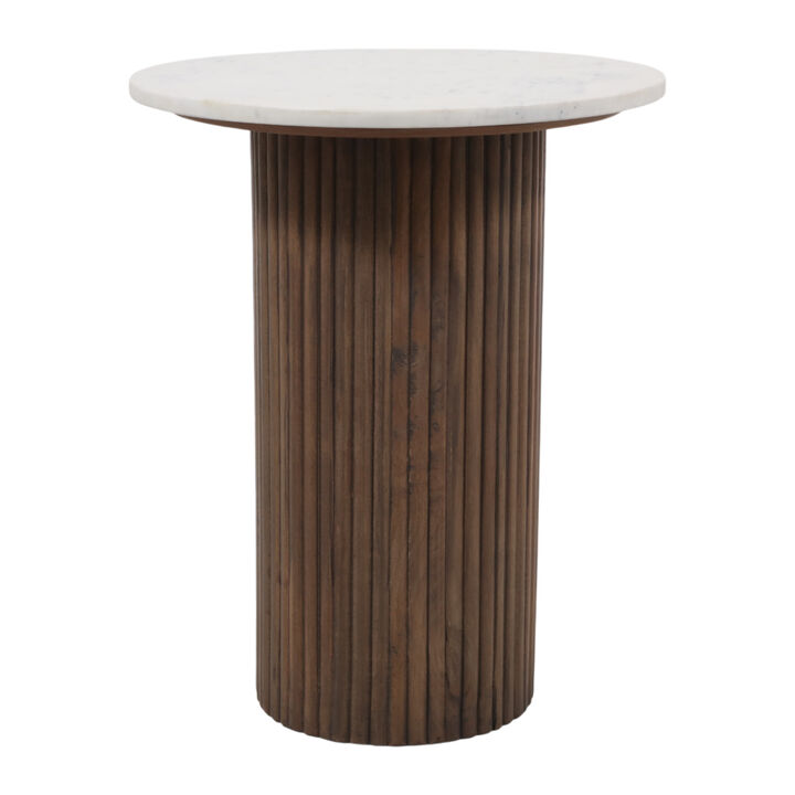 Fluted Base Travertine Table
