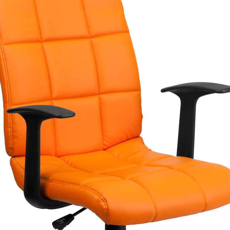 Clayton Mid-Back Quilted Vinyl Swivel Task Office Chair with Arms