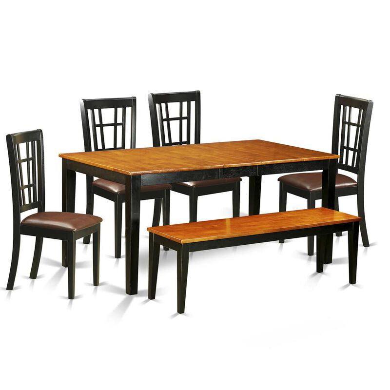 6 PC Table set-Dining Table and 4 Dining Chairs plus a bench