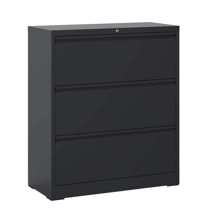 GOODSILO 3 Drawer Lateral File Cabinet with Lock &ndash; Heavy-Duty Metal Filing Cabinet for Home Office, Wide Storage for Letter/Legal/A4/F4, Silent Full-Extension Slides, Anti-Tilt Safety
