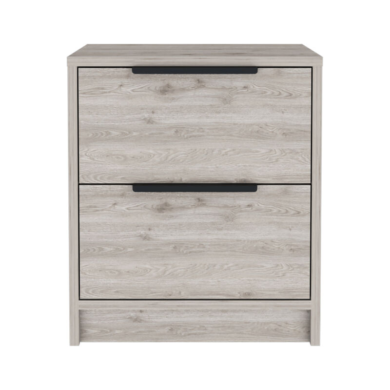 Streamdale Kaia Nightstand, Two Drawers, Metal Handle - Light Gray image number 0