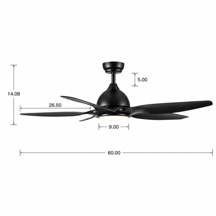 ELEMENT ACE 60 Inch Integrated LED Ceiling Fan with Quiet High-Performance Motor, Adjustable Color Temperature Light, 6 Speed Control for Indoor Home Living Spaces