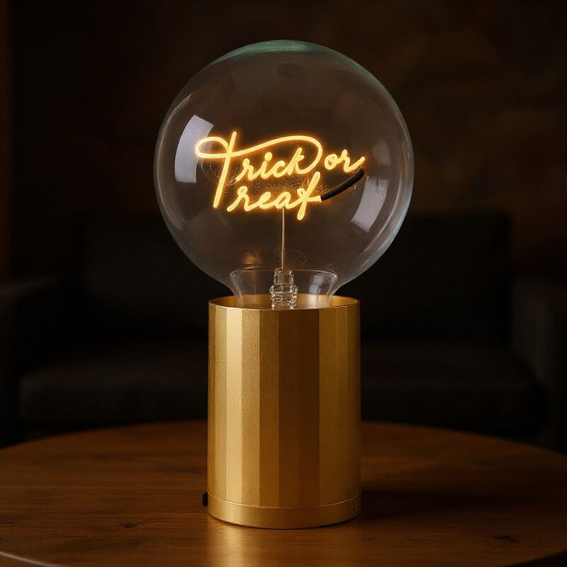 Bulb TRICK OR TREAT Amber with Base Table Lamp PORTABLE Rose Gold image number 2