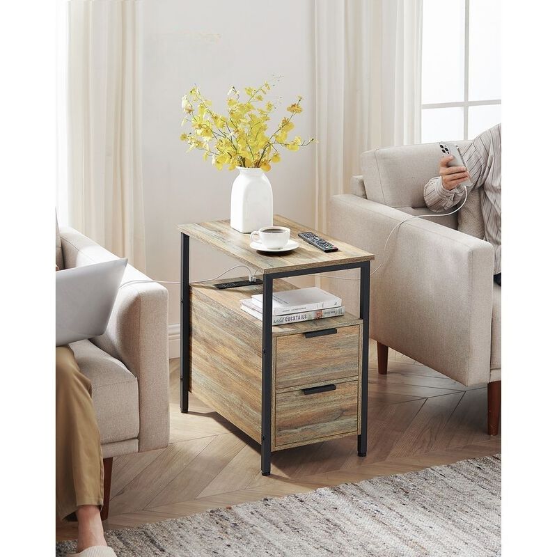 Side Table with Charging Station for Convenient Power Access and Modern Design