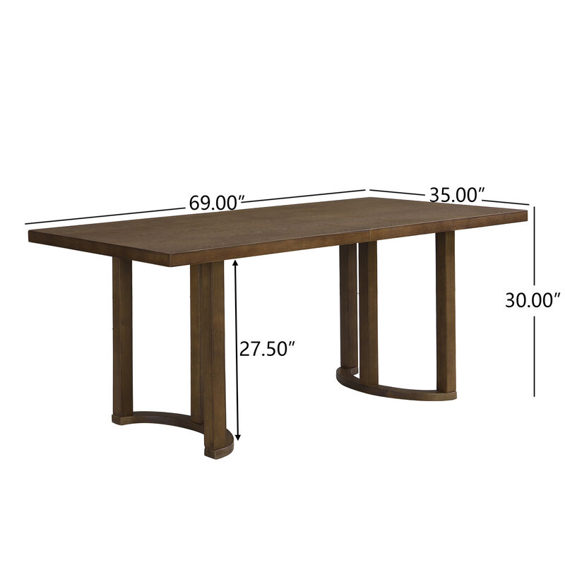 Christopher Knight Home Luoma 69" Rubberwood Modern 6 Seater Rectangle Dining Table