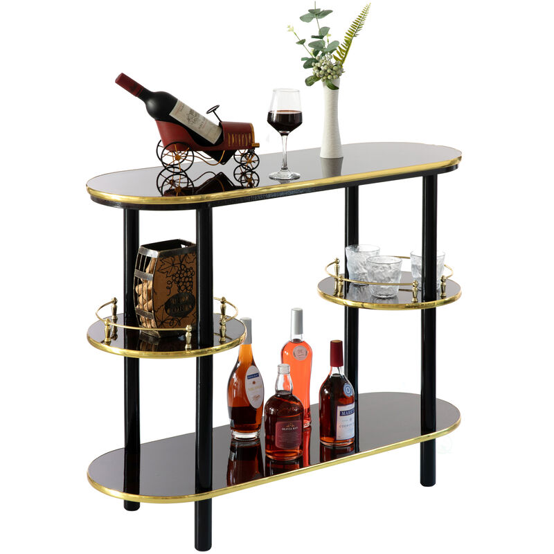 Sturdy, Portable, Easy Assembly Wooden Console Table Mini Bar Cabinet, Modern Style Multi functional from Coffee and Tea Haven, Drink Station or a Beer Island in your Kitchen, Brown