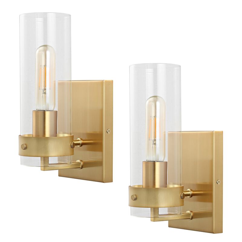 Harper Coastal Minimalist Iron/Glass LED Sconce (Set of 2)