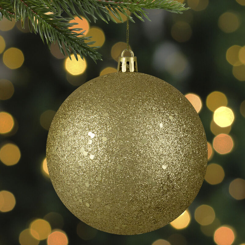 Vegas Gold Holographic Glitter Shatterproof Christmas Ball Ornament 4" (100mm) image number 2
