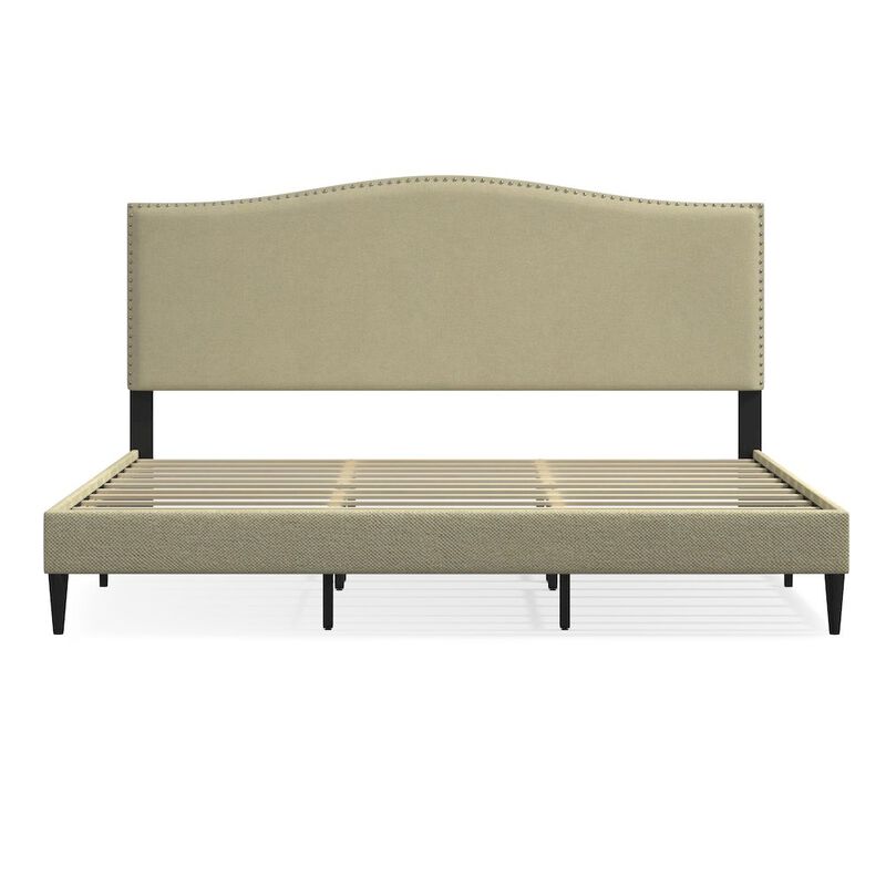 Rize Home Leighford King Platform Bed Beige image number 0