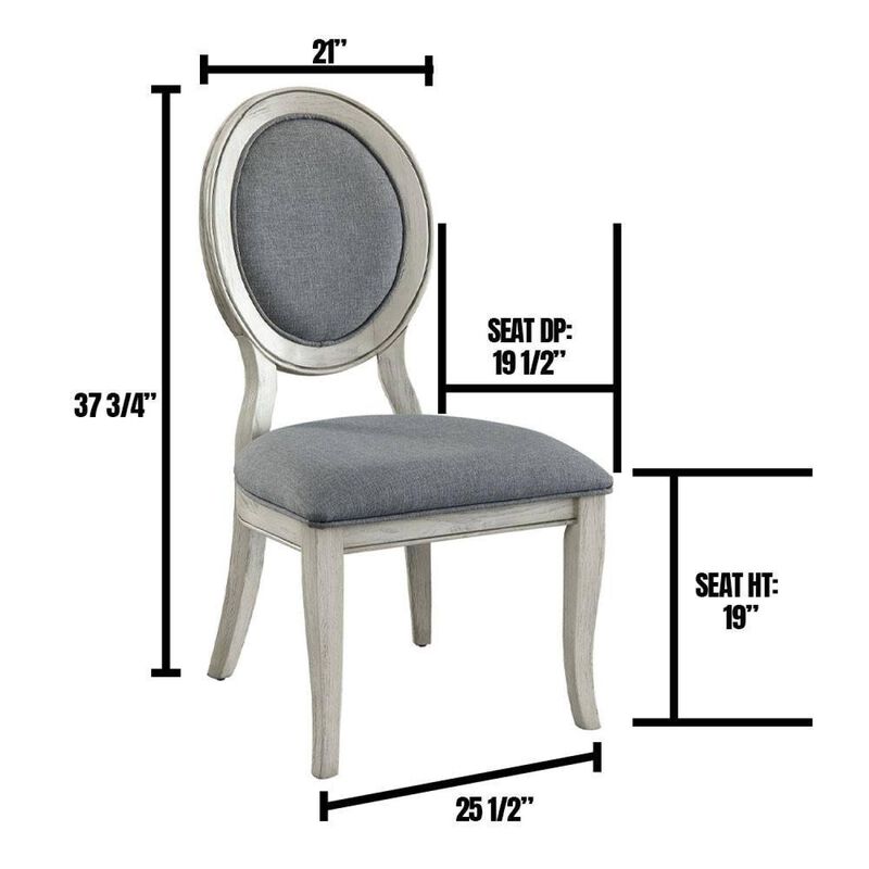 Streamdale Transitional Antique White & Gray Side Chairs, Set of 2 image number 7