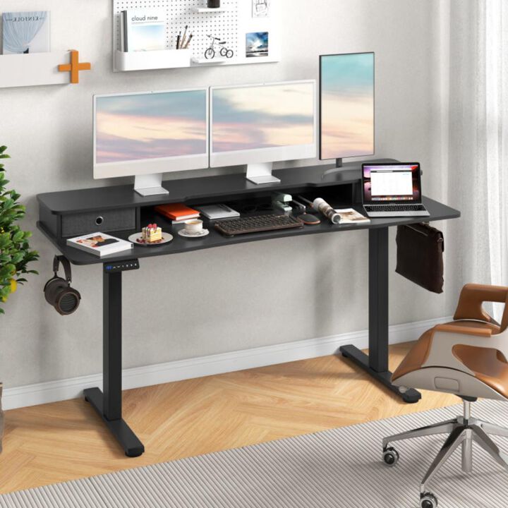 Hivvago 63 Inch x 24 Inch Electric Standing Desk with 2 Drawers