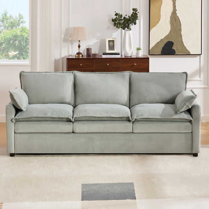 Merax Faux Fur 3-Seater Sofa with Double-Layer Cushion