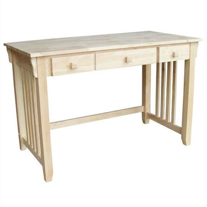 Solid Wood Desk with Pull-Out Keyboard Tray & Storage Drawer