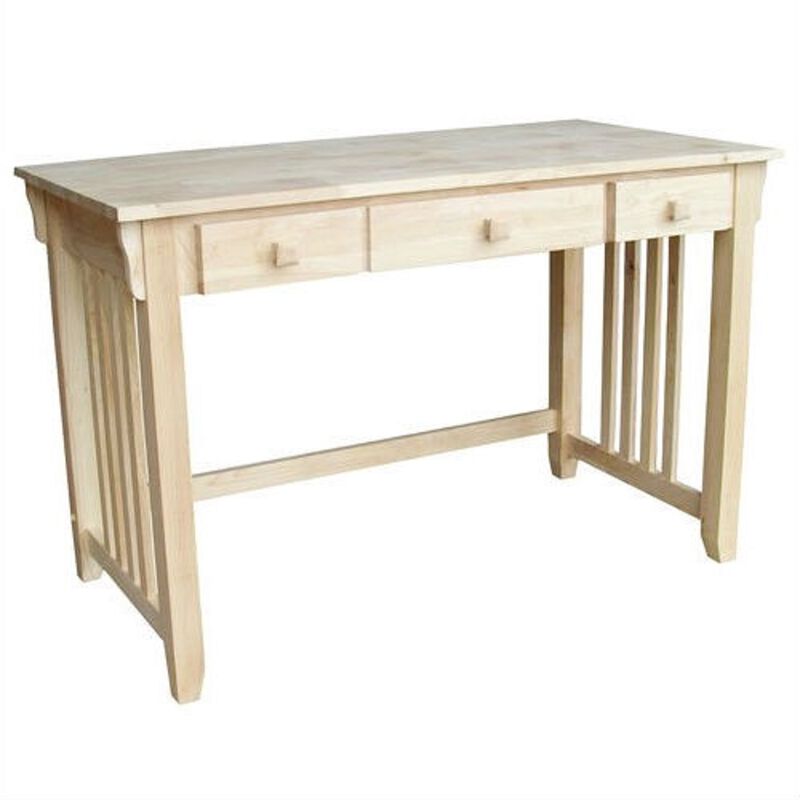 Solid Wood Desk with Pull-Out Keyboard Tray & Storage Drawer