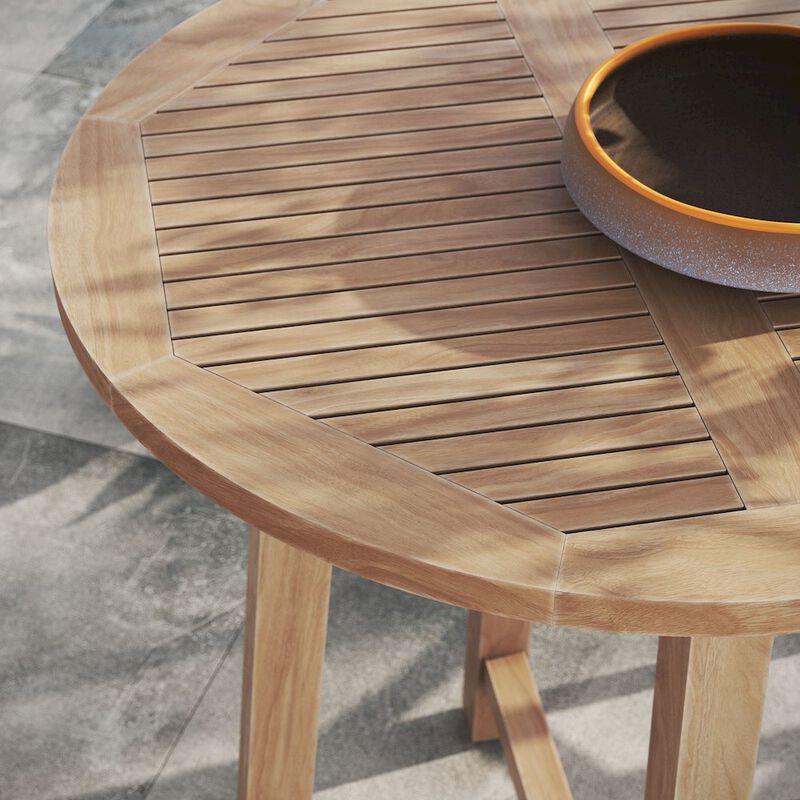 Wellspring 36" Outdoor Patio Teak Wood Bar Table image number 6