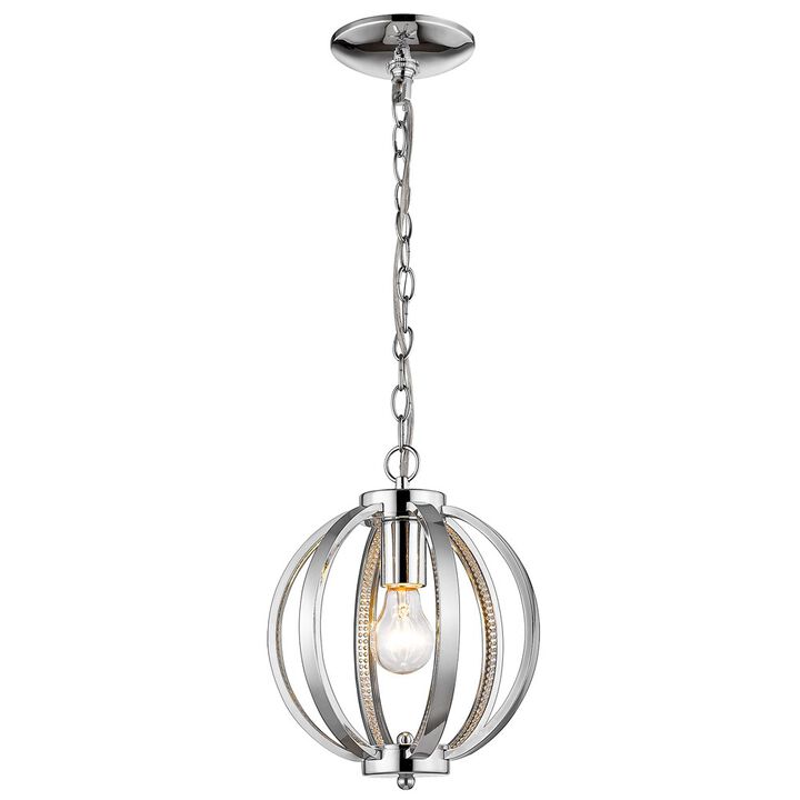 Hivvago Nevaeh 1-Light Chrome Globe Pendant With Crystal Accents