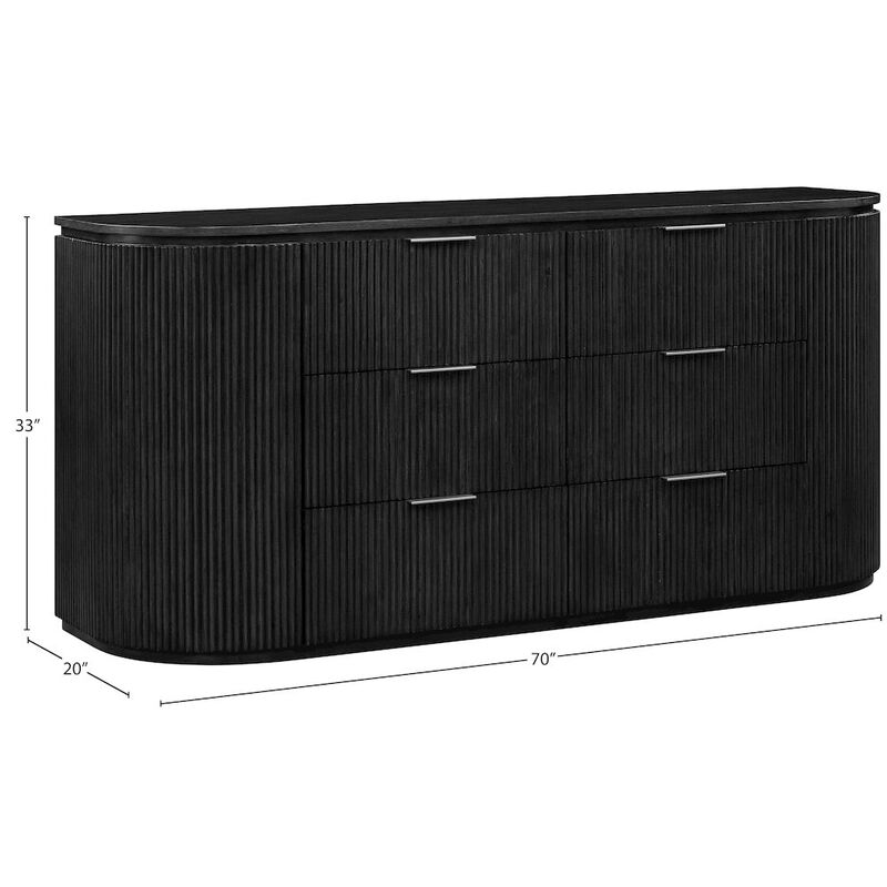 Meridian Furniture Astrid Black Solid Wood And Oak Veneer Dresser