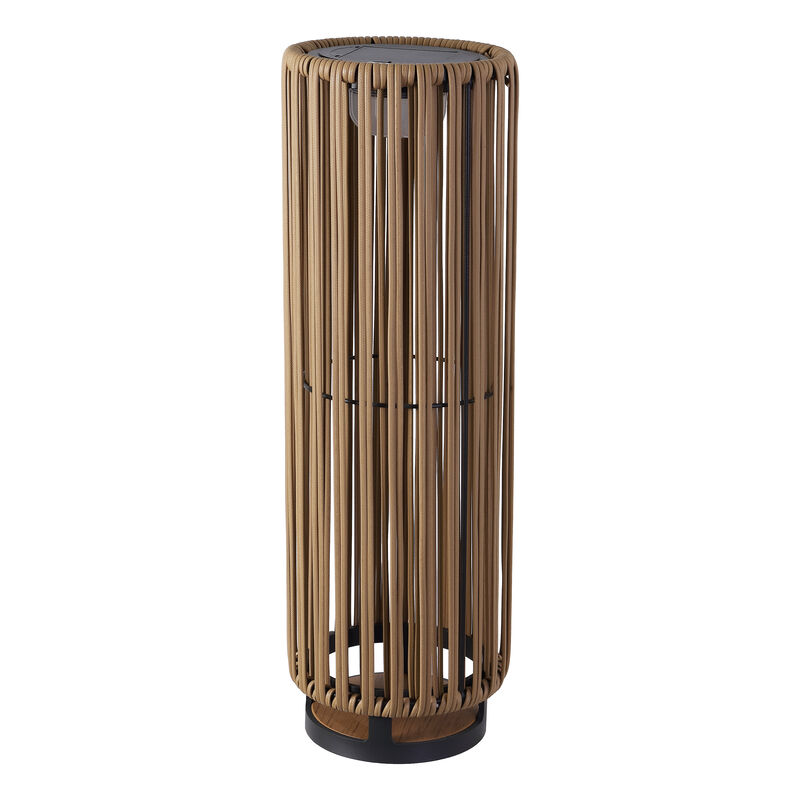 Sawara Modern Minimalist Faux Rattan Integrated Indoor/Outdoor LED Solar Powered Lantern