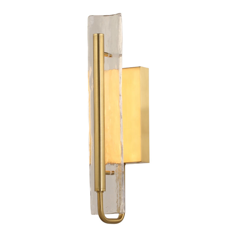 17.3 in. H Gold Vanity Light with Glass Shade