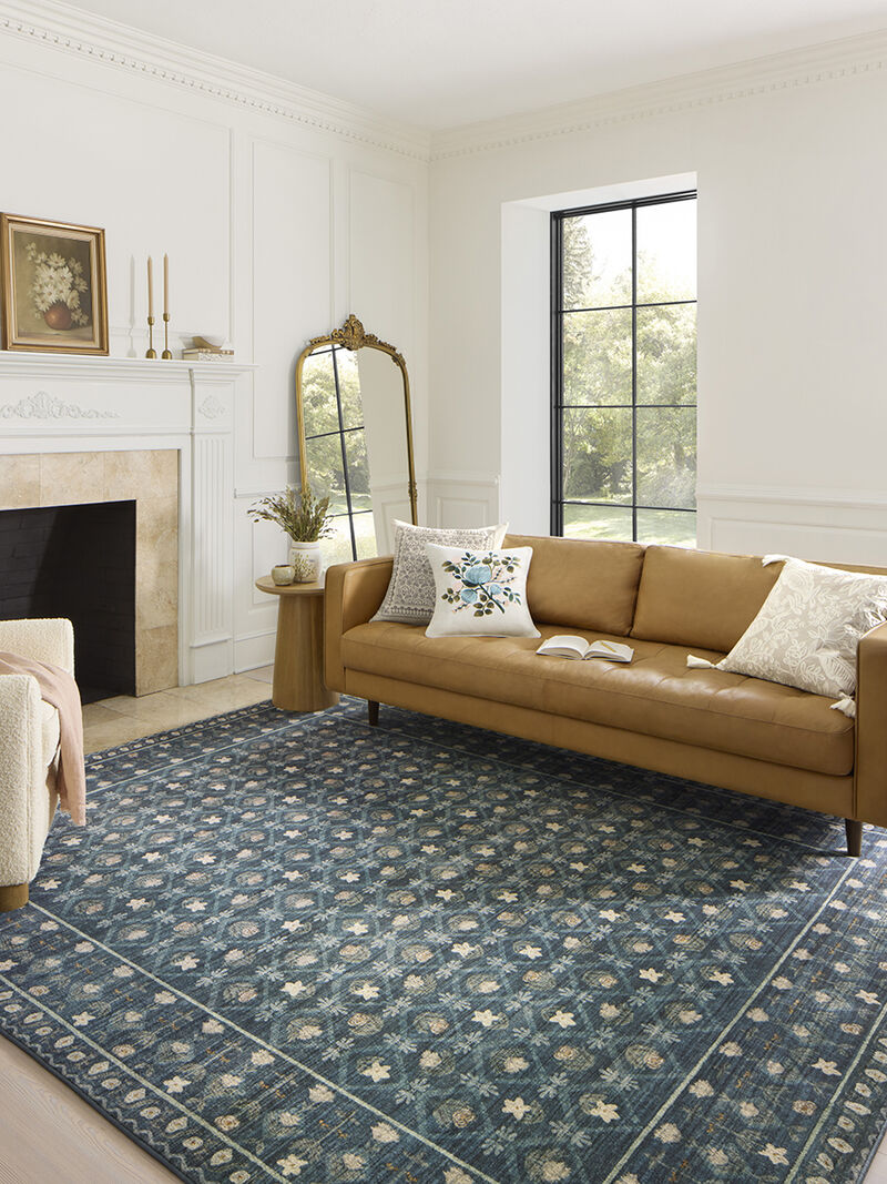 Eden EDE03 Lattice Indigo 7'6" x 9'6" Rug by Rifle Paper Co. x Loloi