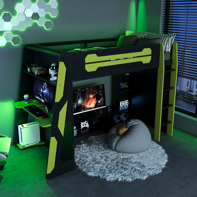 Merax All-in-One Esports Gaming & Work Twin Loft Bed image number 3