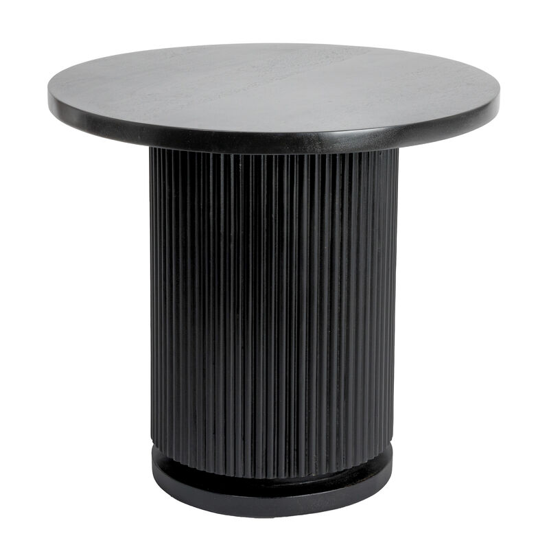 Round Mango Wood Pedestal Side Table with Ribbed Base image number 0