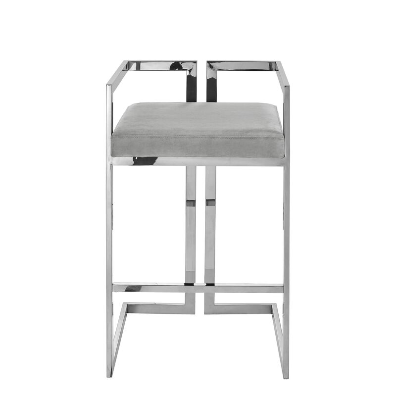 Inspired Home Anjali Velvet Bar Stool/Counter Stool