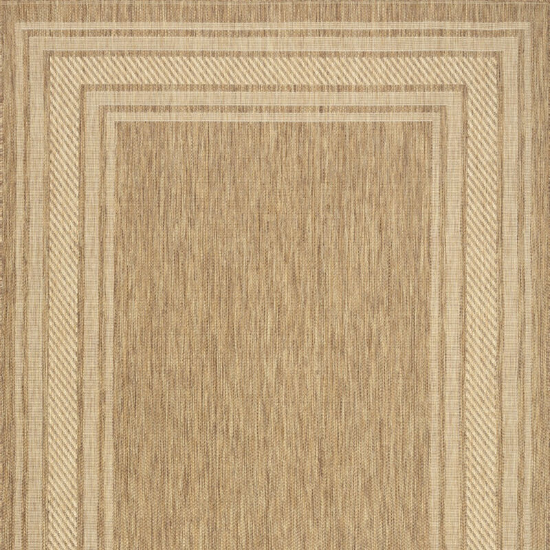 HomeRoots 5' X 7' Natural Geometric Indoor Outdoor Area Rug image number 2
