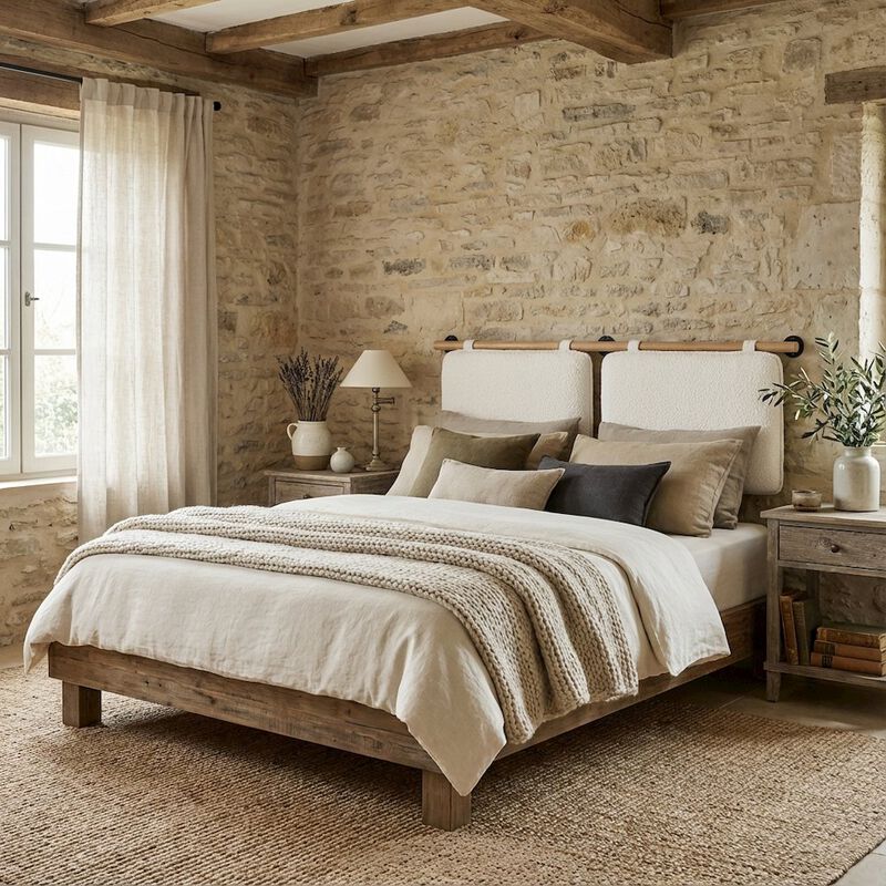 Chenille Upholstered Queen Headboard Wall-Mounted, Soft Texture, Durable Design image number 2