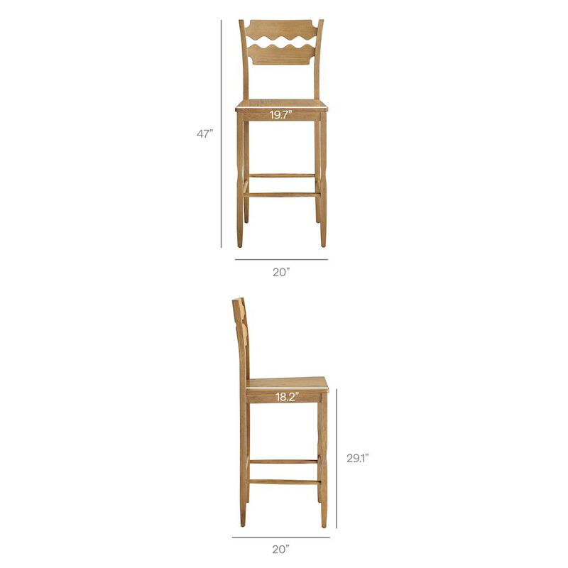 Jax Oak Wood Bar Stool With Wavy Razor Back image number 2