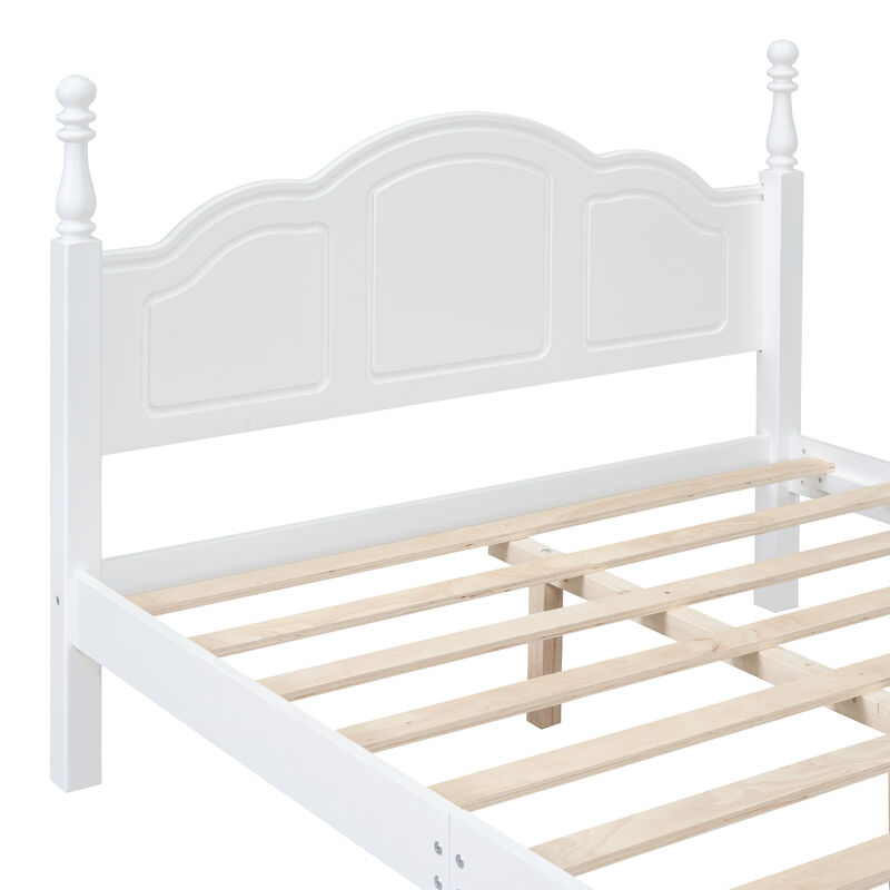Retro Style Platform Bed Frame with Wooden Slat Support, Durable & Stylish Bed Frame
