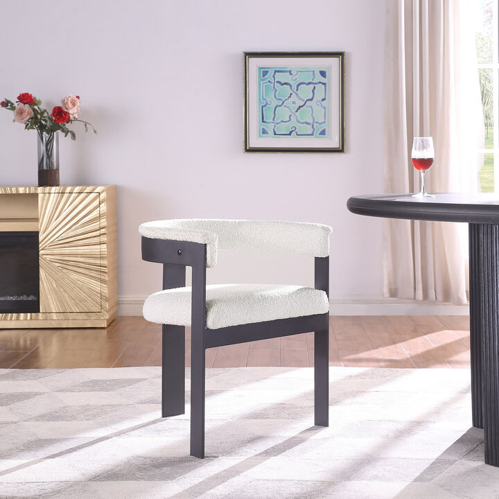 Meridian Furniture Romeo Cream Boucle Fabric Dining Chair, Set of 2