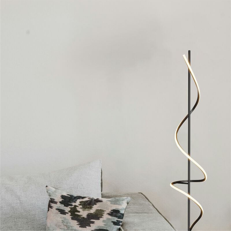 Sculptural Curve 24W LED Floor Lamp 51 in. - 3000K Warm White - Stepless Dimming in Matte Black