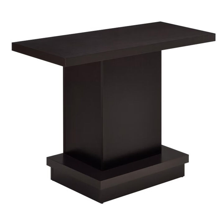 Contemporary Sofa Table With Pedestal Base, Cappuccino Brown-Benzara