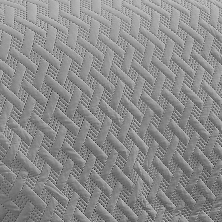 RT Designers Collection Bella 3pc Pinsonic Premium Quality All Year Round Quilt Set for Revitalize Bedroom King Silver