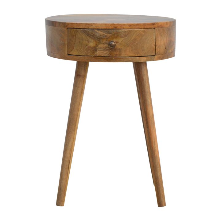 Artisan Furniture Solid Wood Nordic Circular Shaped nightstand