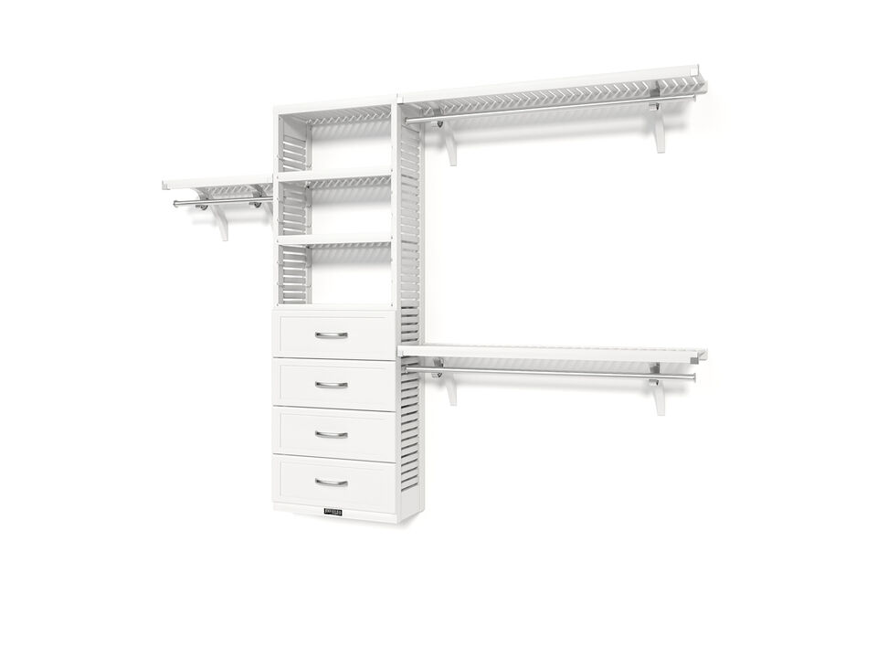 Solid Wood Reach-In Closet Organizer with 4 Shaker Style Drawers