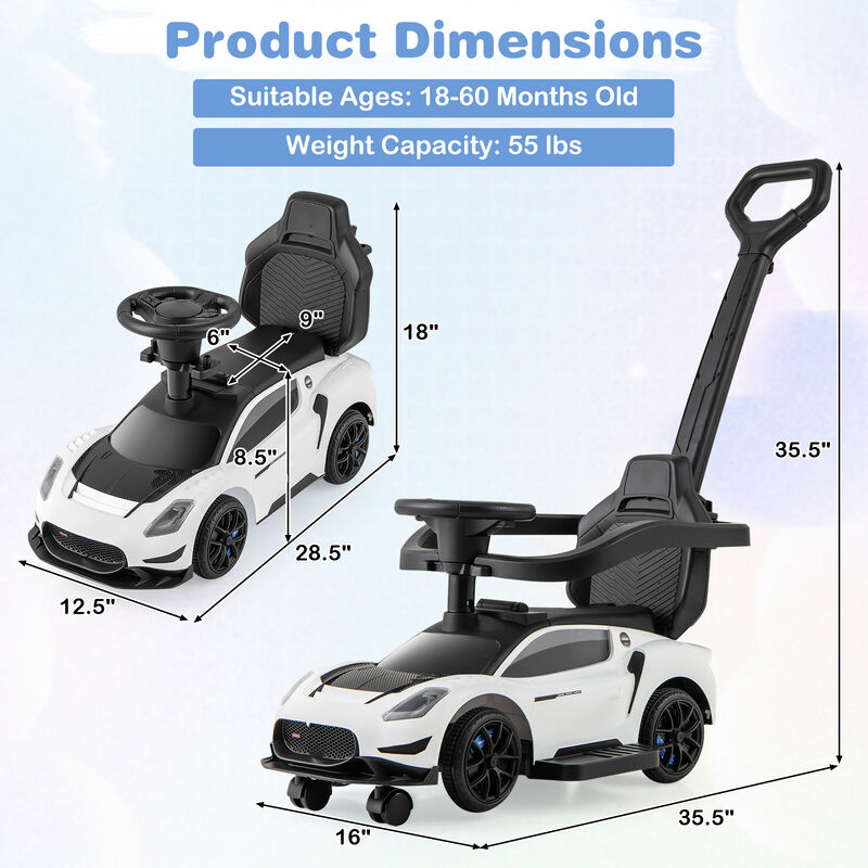 Kids 3 in 1 Ride On Push Car with Music and Sliding Function image number 2