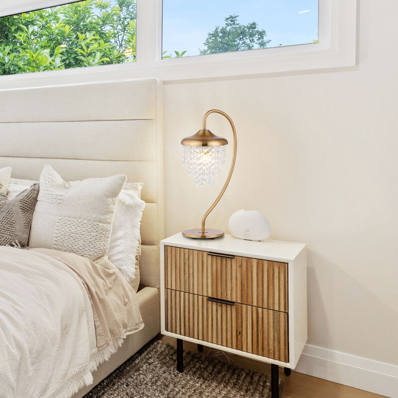 20.8" H Modern Gold Crystal Tassel Table Lamp Desk Lamp