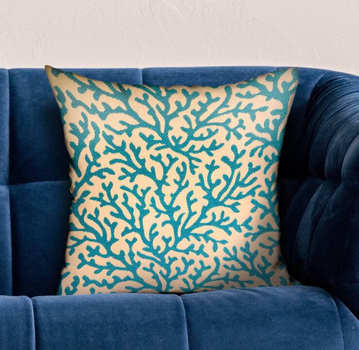 Plutus Brands Marlin Vines Blue, Cream Floral Luxury Throw Pillow