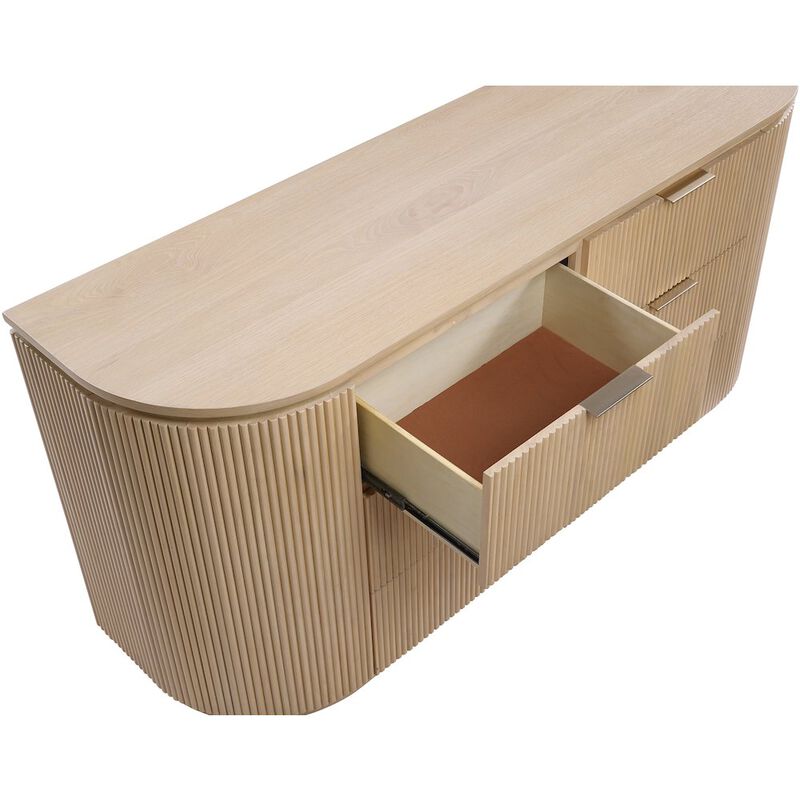 Meridian Furniture Astrid Natural Solid Wood And Oak Veneer Dresser