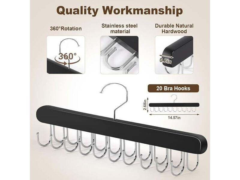 2-Pack Tank Top Hangers | 40 Hooks Large Capacity Bra Hanger for Closet Organizer image number 2